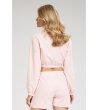 Къса памучна дамска блуза в светлорозово Minalla-1 снимка