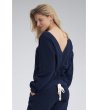 Дамска памучна блуза в тъмносиньо Sintia-1 снимка