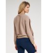 Дамска памучна блуза в бежово с ефектни ръкави Judita-1 снимка