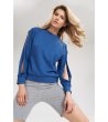 Дамска памучна блуза в синьо с ефектни ръкави Judita-2 снимка