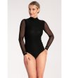Черно боди с мрежести ръкави Fresia-2 снимка