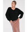 Дамски черен пуловер с дълги ръкави Modelia-3 снимка