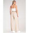 Дамски бежов панталон с широки крачоли  Alva-1 снимка