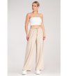 Дамски бежов панталон с широки крачоли  Alva-2 снимка