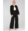 Дамски панталон в черно с широки крачоли Tola-4 снимка