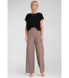 Дамски панталон в кафяво с широки крачоли Tola-2 снимка