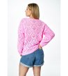 Дамски пуловер в розово с ажурна плетка Alvara-1 снимка
