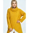 Дамски пуловер в горчица с поло яка Hera-2 снимка