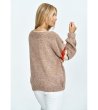 Дамски кафяв пуловер с ивици Sefora-1 снимка