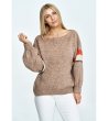Дамски кафяв пуловер с ивици Sefora-3 снимка