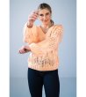 Светлооранжев пуловер с ажурна плетка Flores-3 снимка