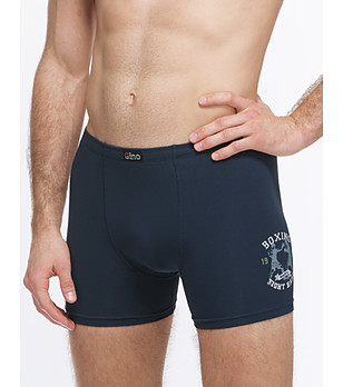 Памучни тъмносини мъжки боксерки снимка