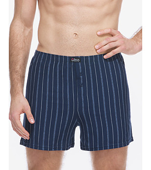 Мъжки памучни тъмносини боксерки на райе снимка