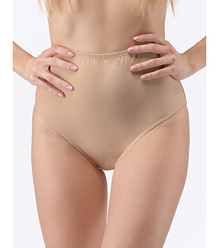 Бежови памучни бикини с висока талия снимка