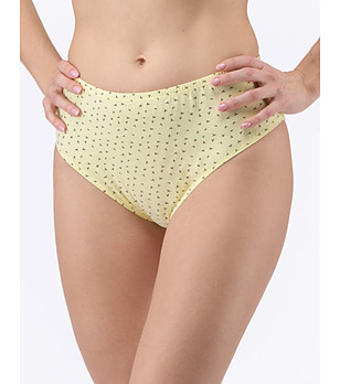 Жълти памучни бикини с висока талия в макси размери Sara снимка