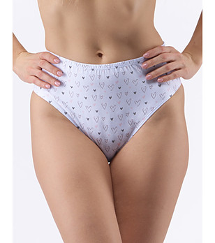 Памучни бели бикини в макси размери с принт сърца Sara снимка