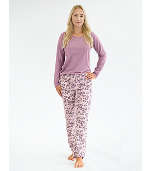 Памучна дамска пижама в лилав нюанс снимка