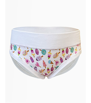 Бели детски памучни бикини с принт снимка