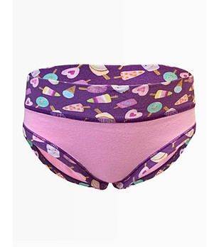 Памучни детски бикини в лилаво и розово снимка