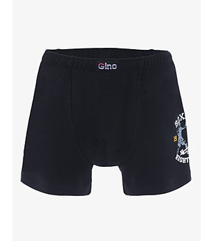 Черни памучни мъжки боксерки с щампа снимка