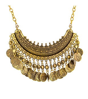 Златисто дамско етно колие снимка