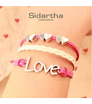 Дамска гривна в розово и бяло Love снимка