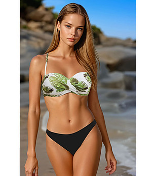 Бански от 2 части в бяло, зелено и черно Alice снимка