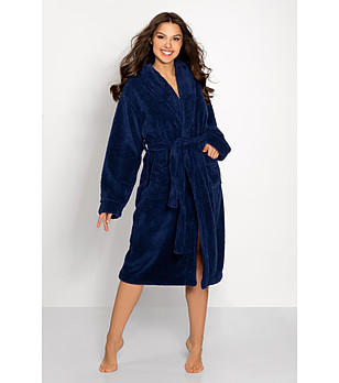 Тъмносин дамски халат Josephine снимка