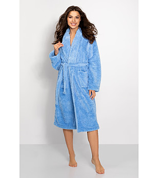 Син дамски дълъг халат Laguna снимка