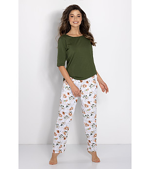 Памучна пижама в зелено с принт Jadore снимка