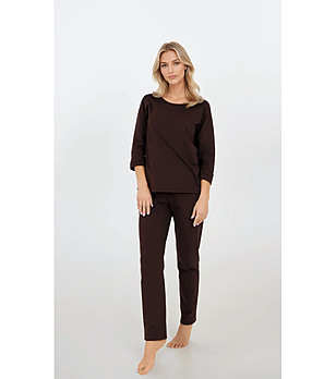 Памучна кафява дамска пижама Bonjour снимка