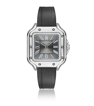 Сребрист мъжки часовник с черна силиконова каишка снимка