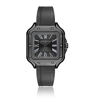 Мъжки черен часовник със силиконова каишка снимка