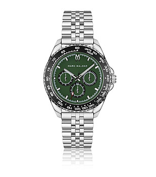 Мъжки часовник в сребристо, зелено и черно снимка