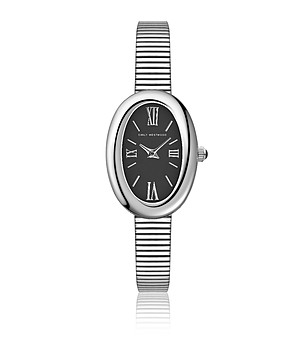 Овален сребрист дамски часовник снимка