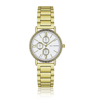 Златист дамски часовник с камъчета снимка