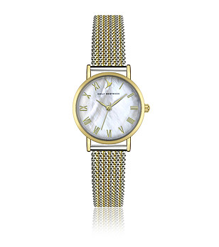 Златист дамски часовник с перлен циферблат снимка