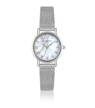 Сребрист дамски часовник със седефен циферблат снимка