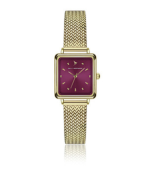 Дамски часовник в златисто с циферблат в цвят слива снимка