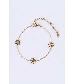 Позлатена дамска гривна с цветя снимка