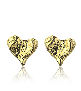 Позлатени дамски обеци сърца снимка