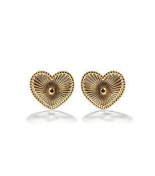 Дамски позлатени сърцевидни обеци в златисто снимка