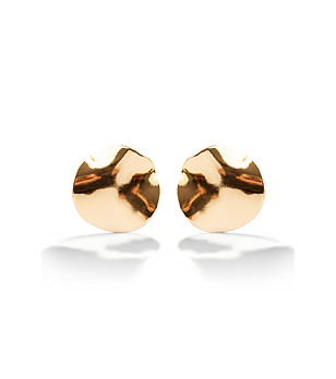 Кръгли дамски обеци със златно покритие снимка