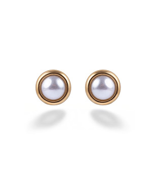 Позлатени дамски обеци с перла снимка