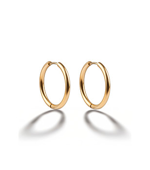 Златисти обеци тип халка 17 мм снимка