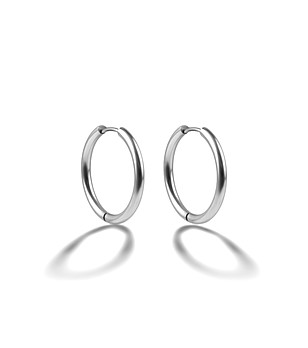 Обеци халки с покритие от бяло злато 17 мм снимка