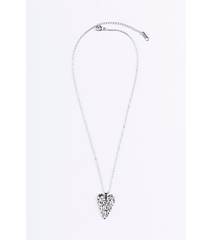 Дамско колие със сърце с покритие от бяло злато снимка