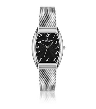 Сребрист мъжки часовник с черен циферблат снимка