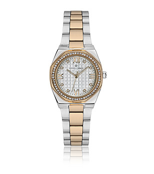 Дамски часовник в сребристо и розовозлатисто с камъчета снимка