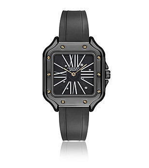 Черен мъжки часовник с черна силиконова каишка снимка